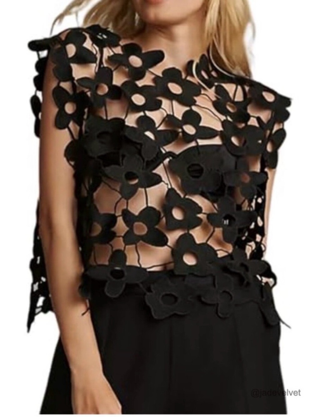 Maeve Daisy Black Sheer Top